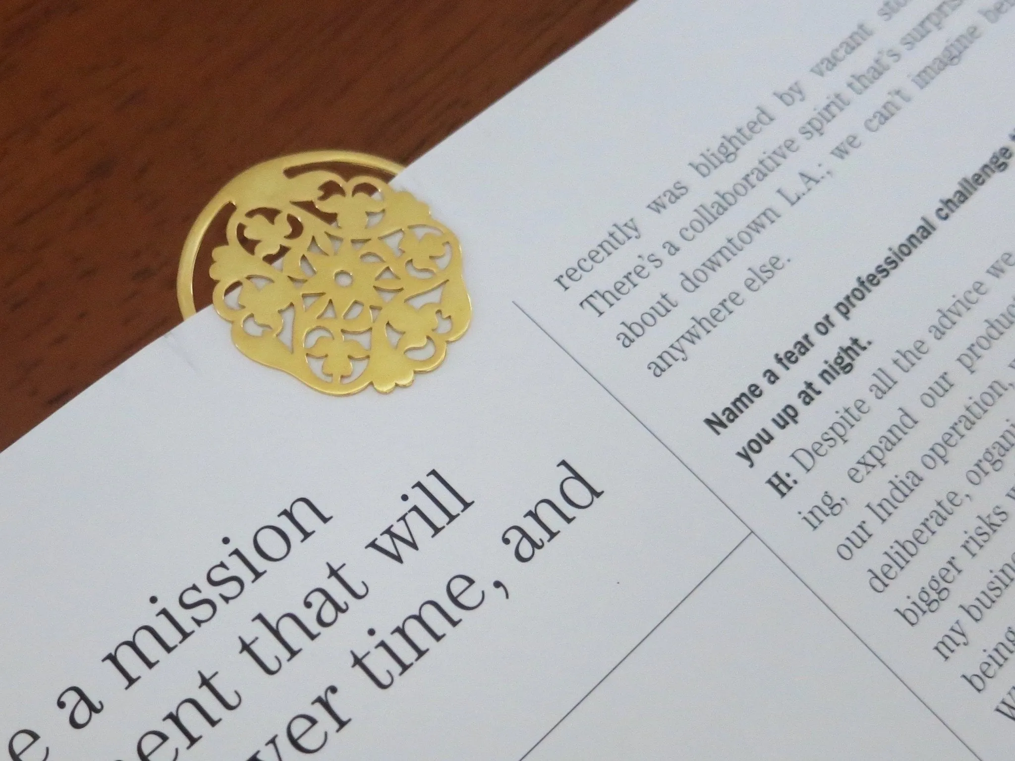 Big, round, floral pattern cutwork Bookmark