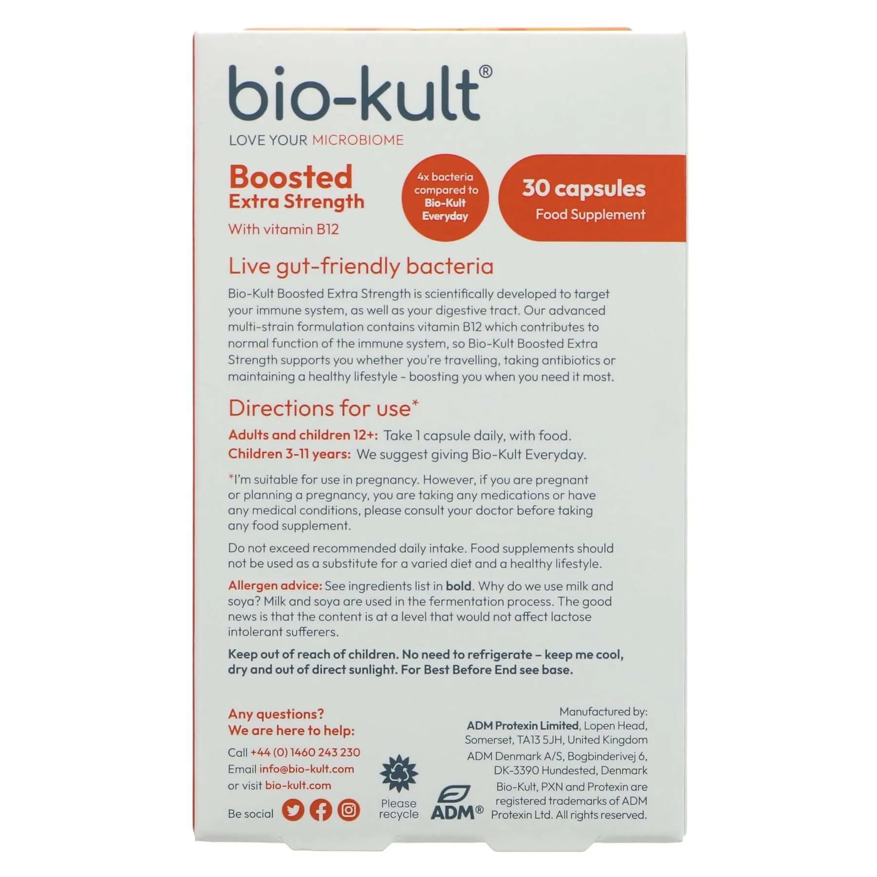 Bio-Kult | Boosted Extra Strength - for travel, with Vit B12 | 30 capsules