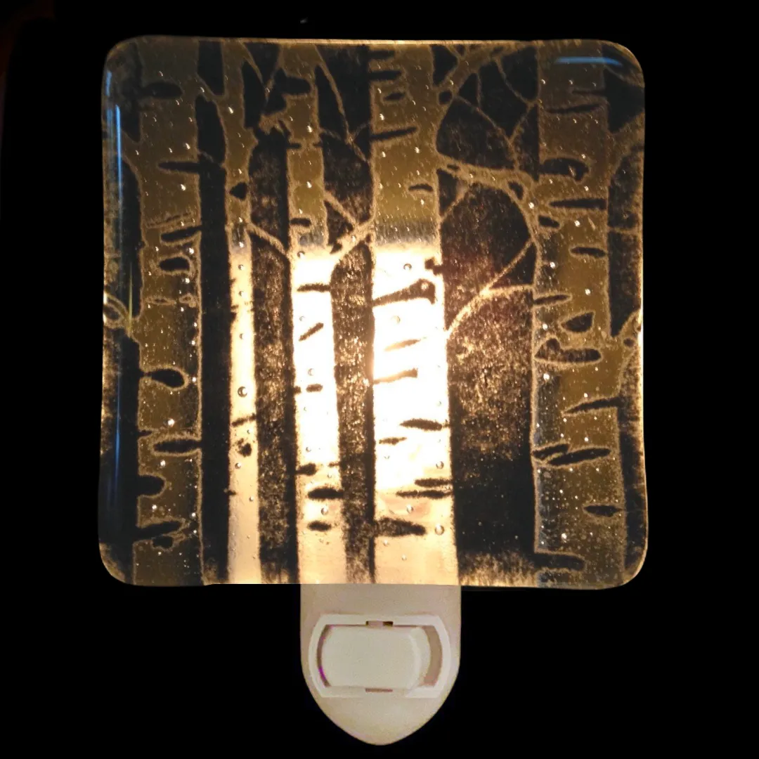 Birch Trees Night Light - Clear Glass