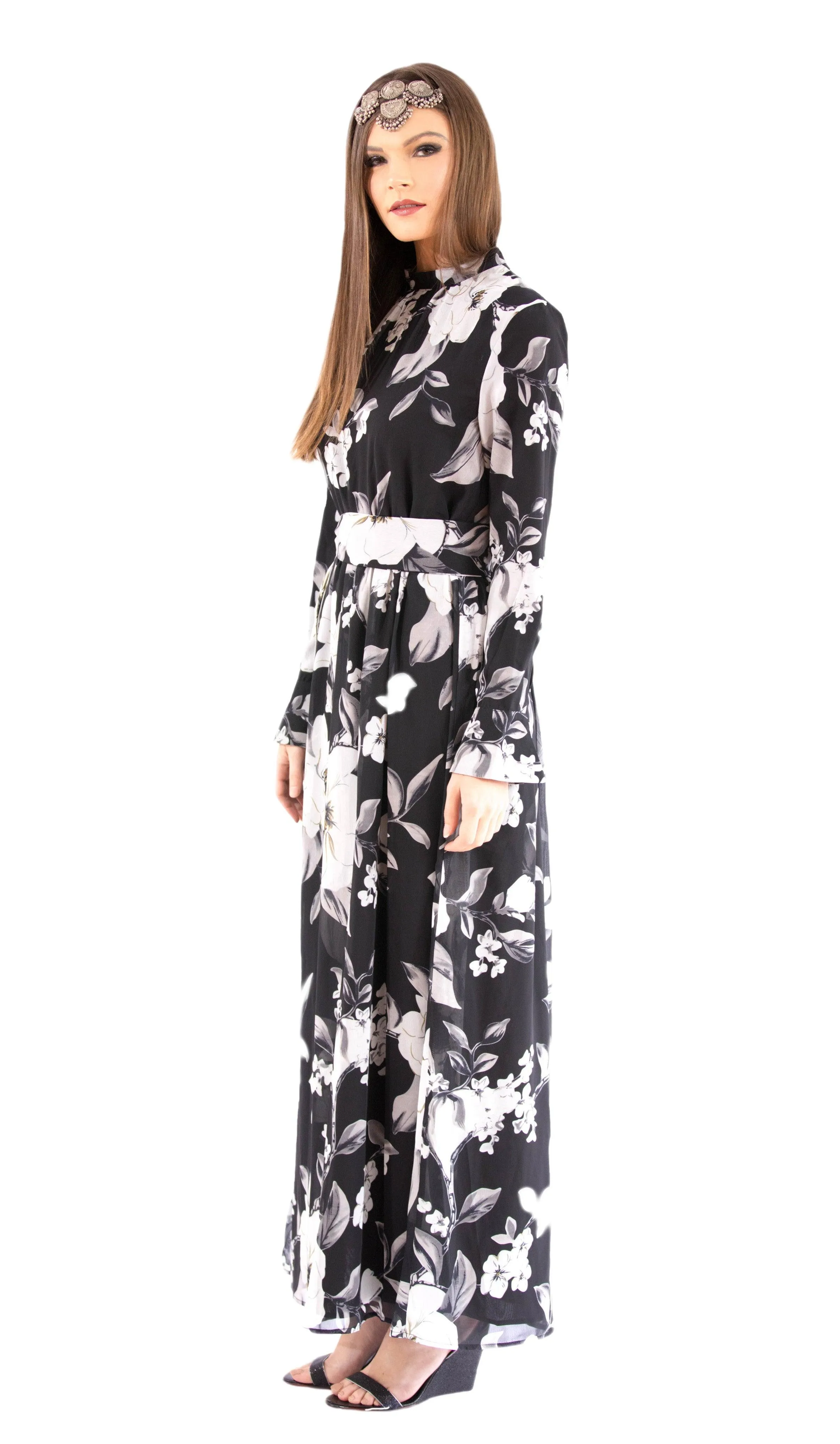 Blossoming Grey Maxi Dress