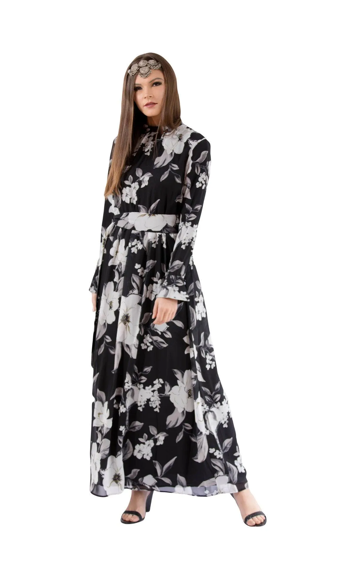 Blossoming Grey Maxi Dress