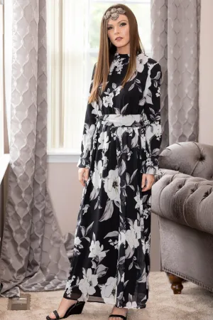 Blossoming Grey Maxi Dress