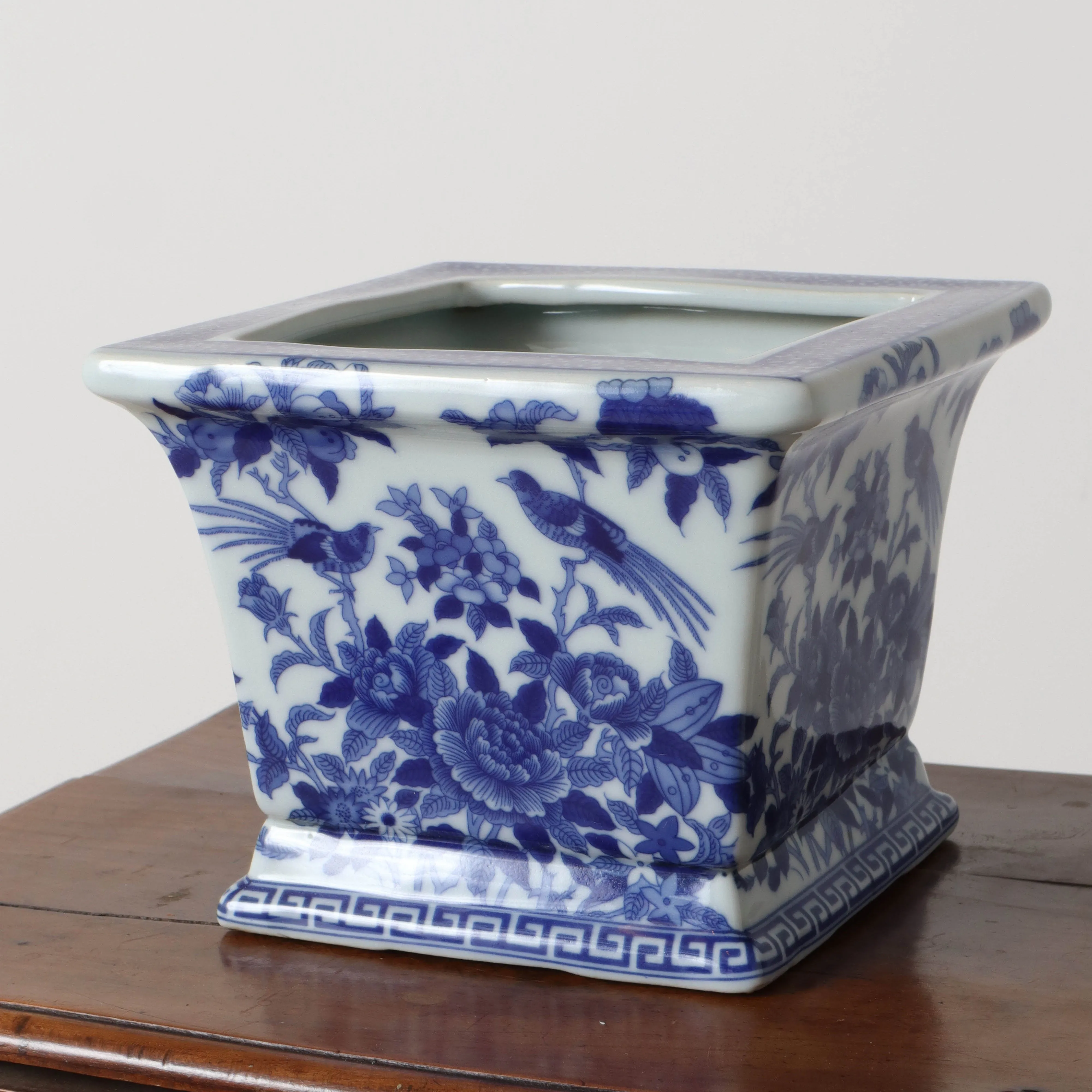 Blue & White Floral Square Cachepot