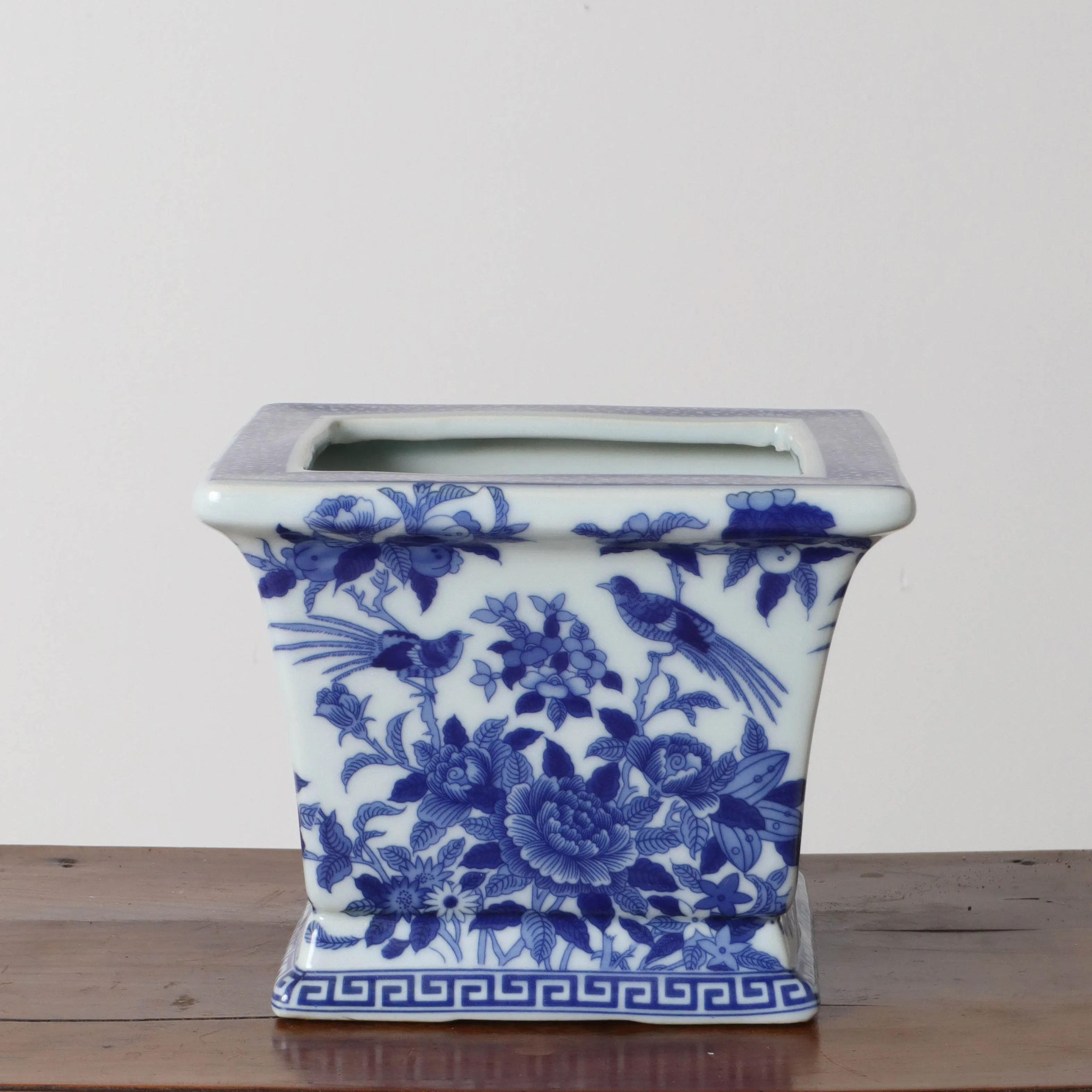 Blue & White Floral Square Cachepot