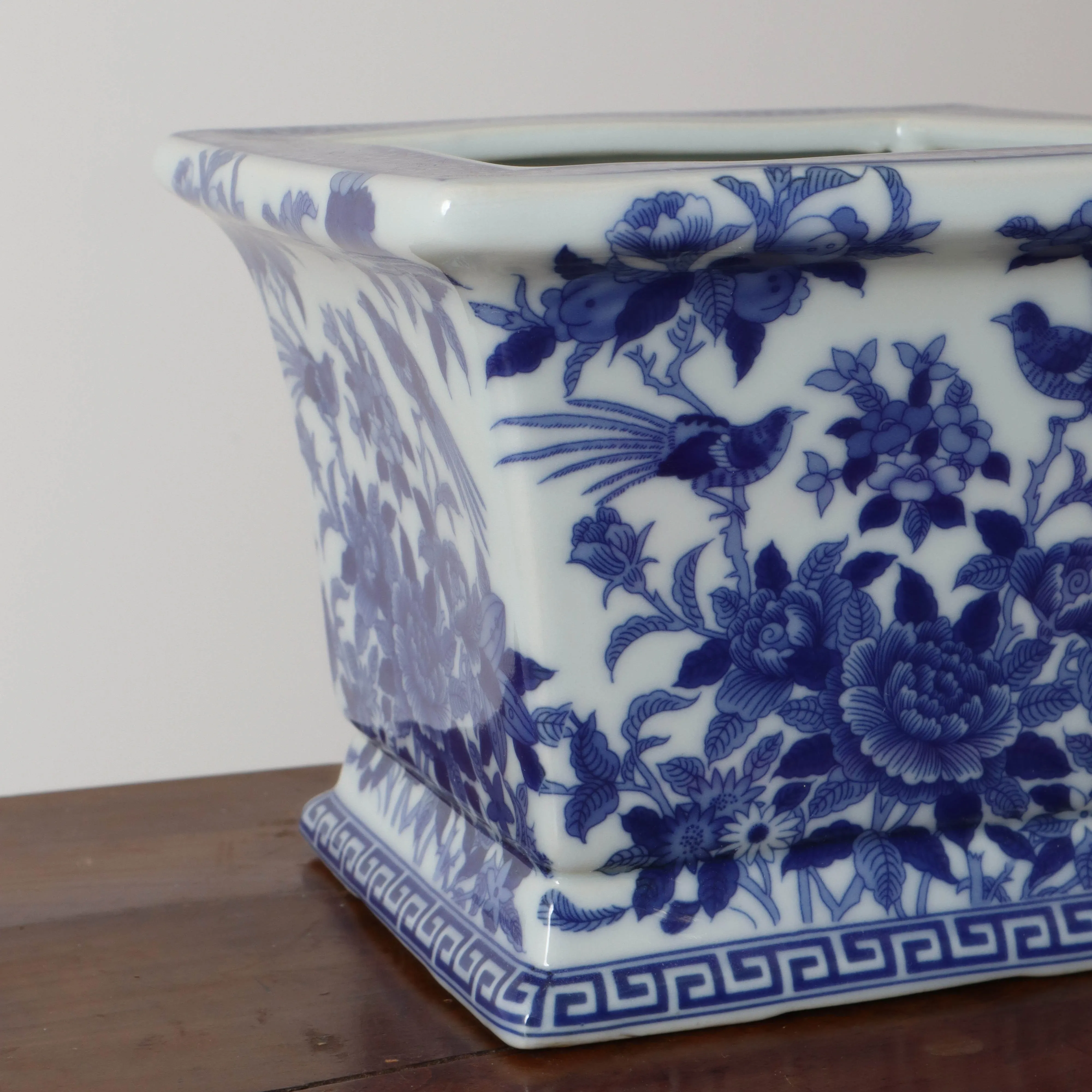 Blue & White Floral Square Cachepot