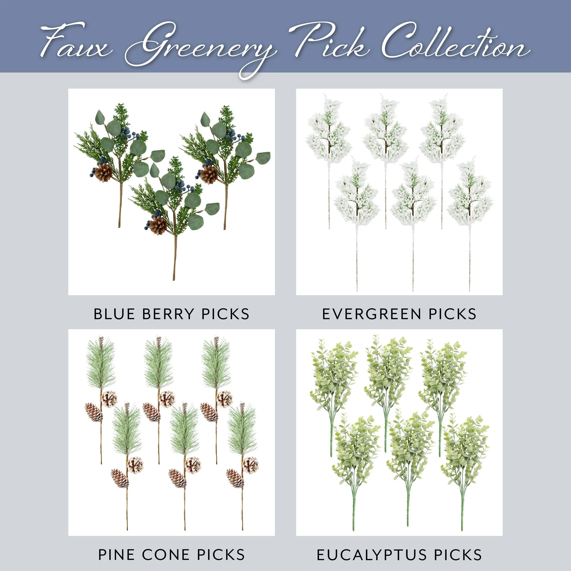 Blue Berry Greenery Picks (Set of 3, 16-Inch)