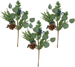 Blue Berry Greenery Picks (Set of 3, 16-Inch)
