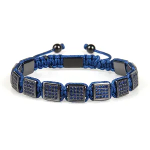 Blue Crystals Black Square Beads Bracelet