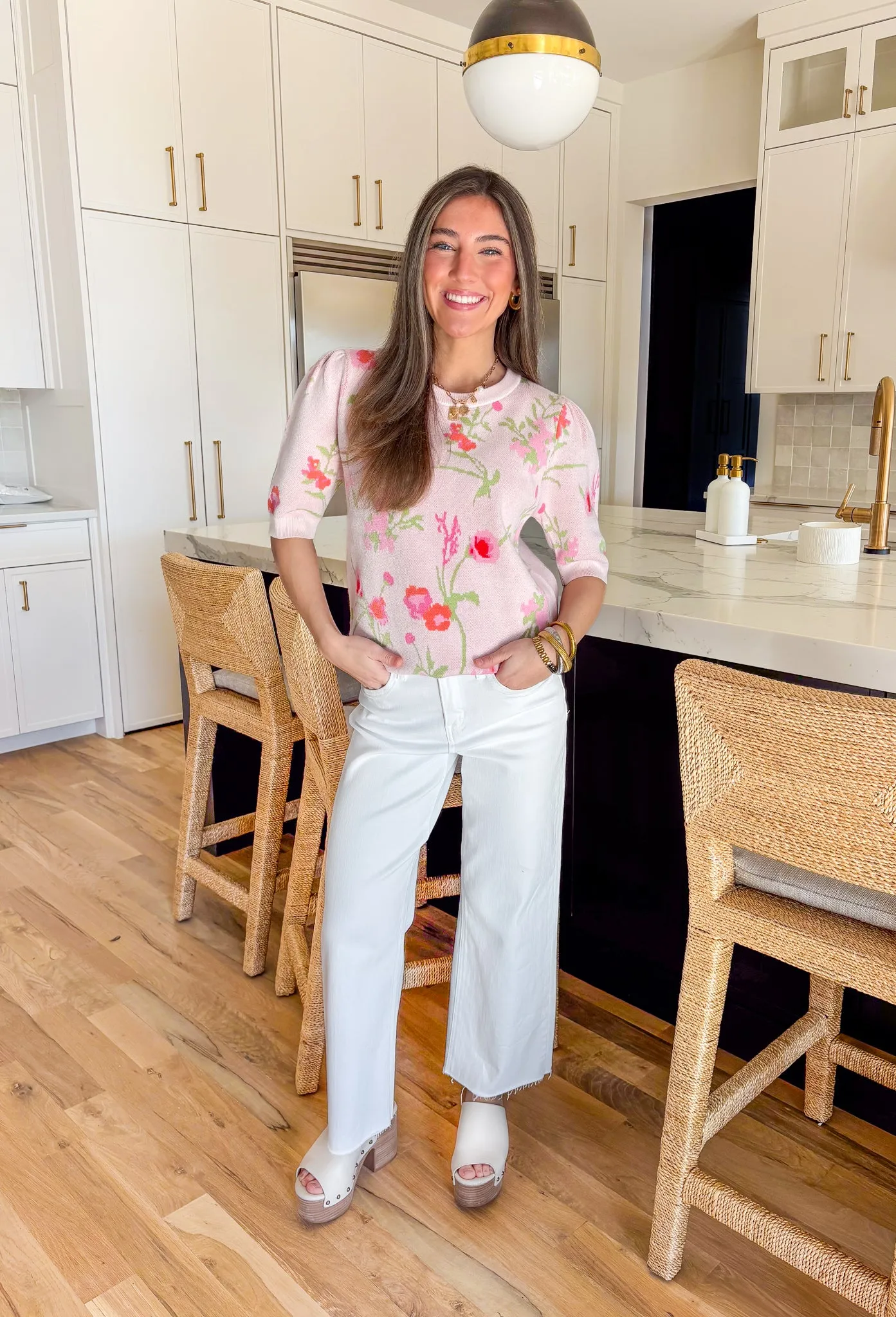 Blushing Blooms Short Sleeve Sweater