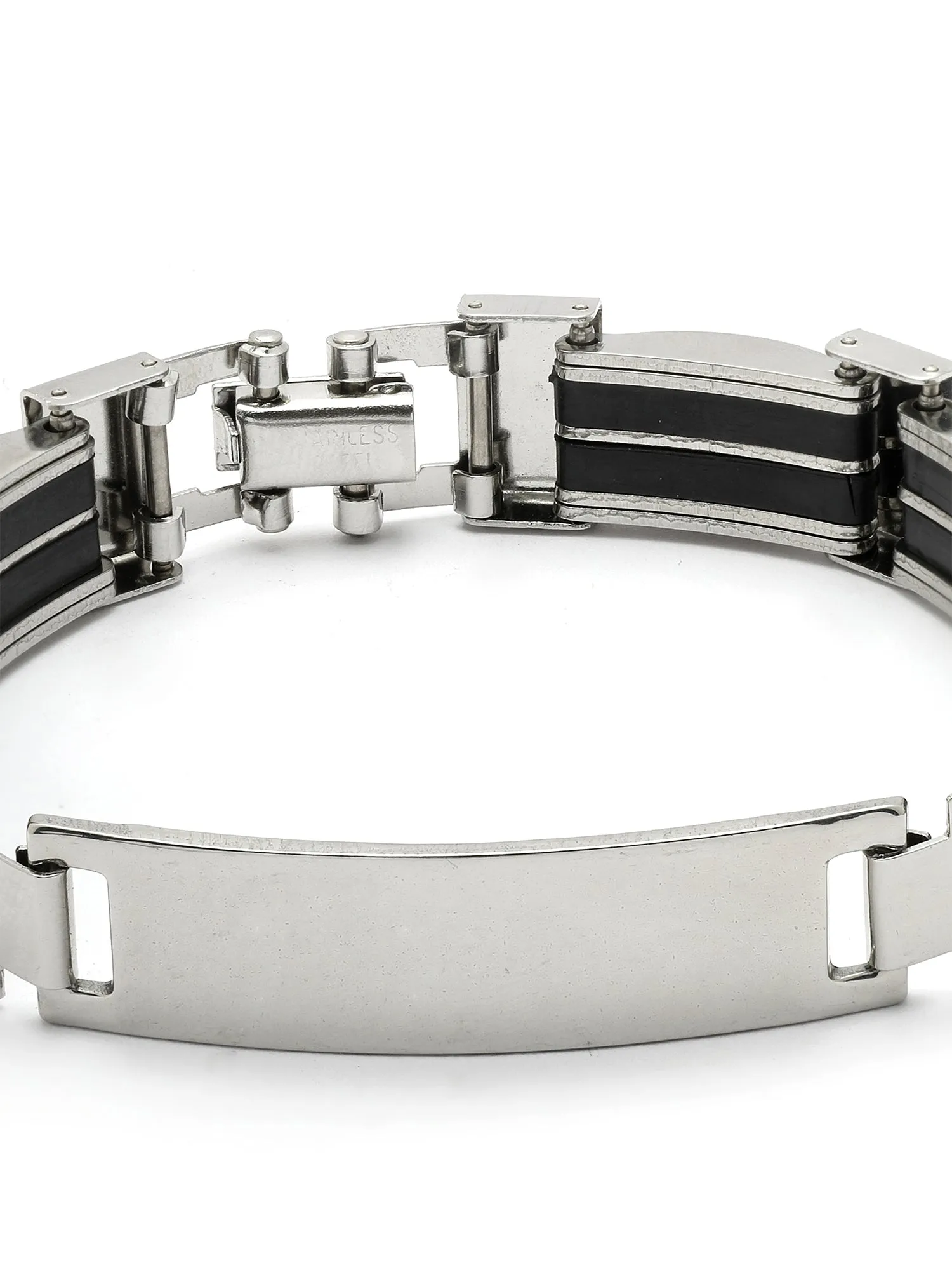 Bohey by KARATCART Black and Silver Link Bracelet for Men