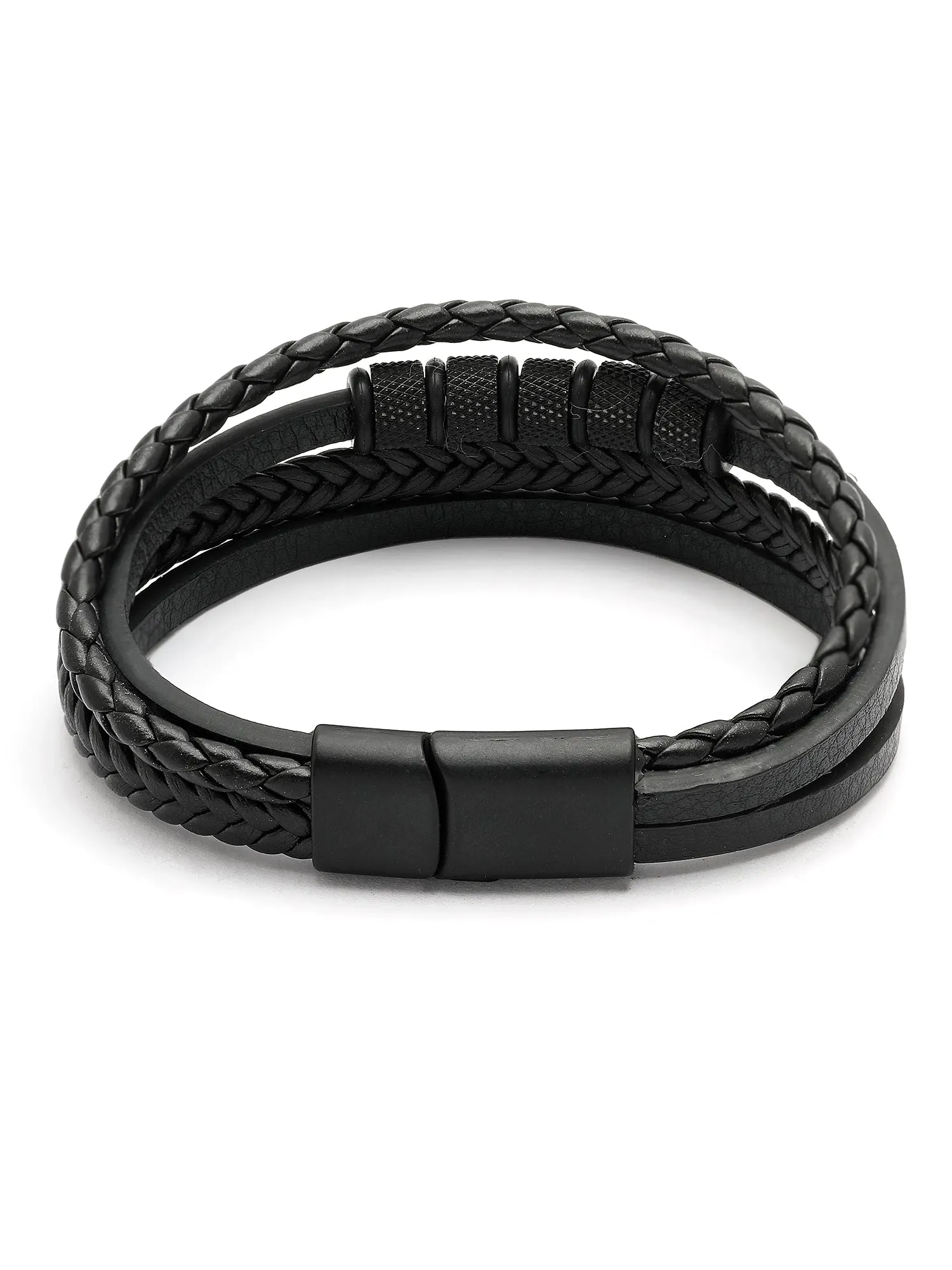 Bohey by KARATCART Black and Silver Link Bracelet for Men
