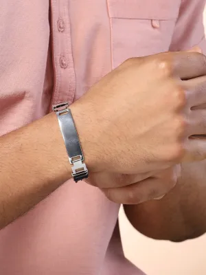 Bohey by KARATCART Black and Silver Link Bracelet for Men