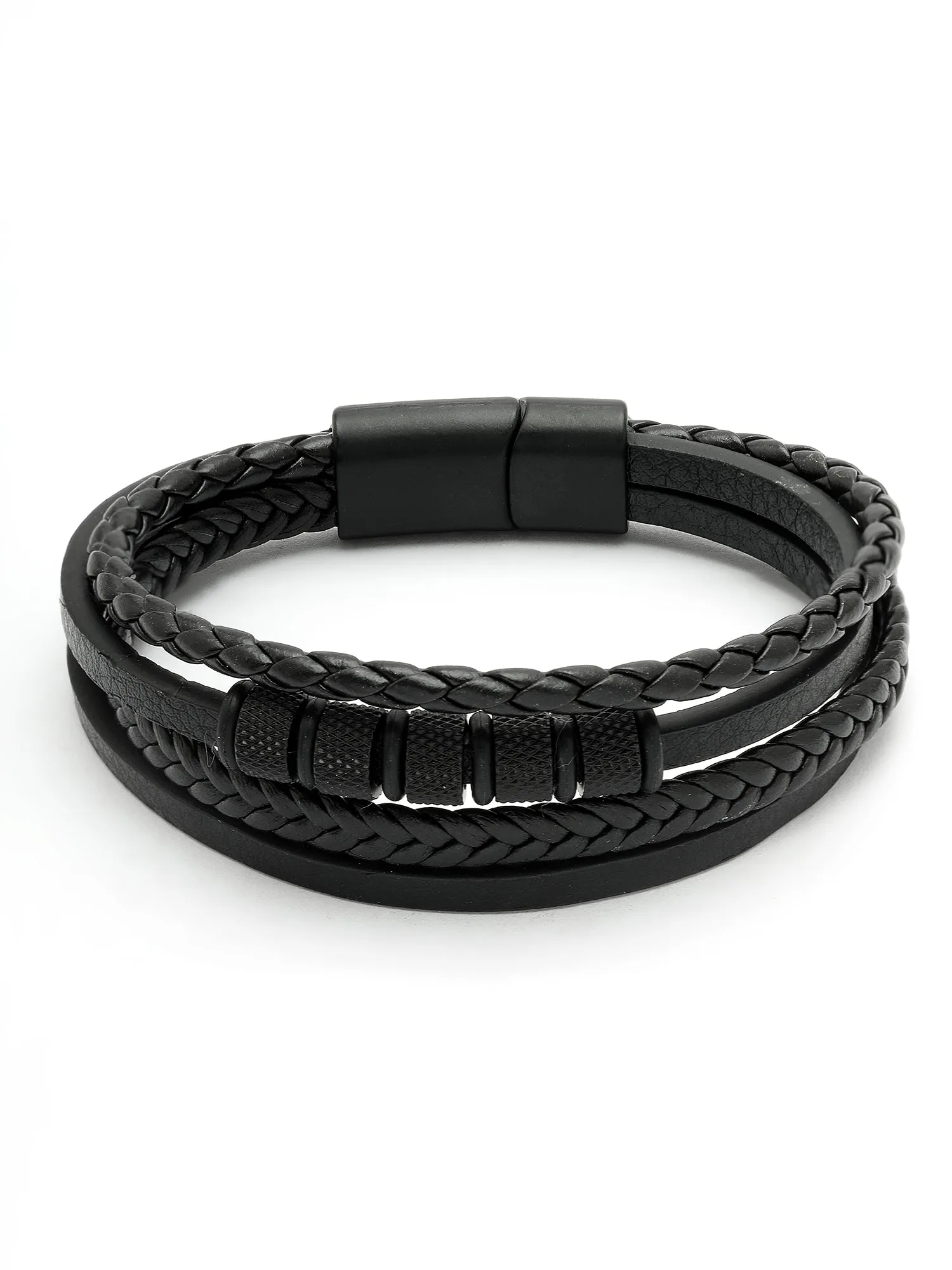Bohey by KARATCART Black and Silver Link Bracelet for Men