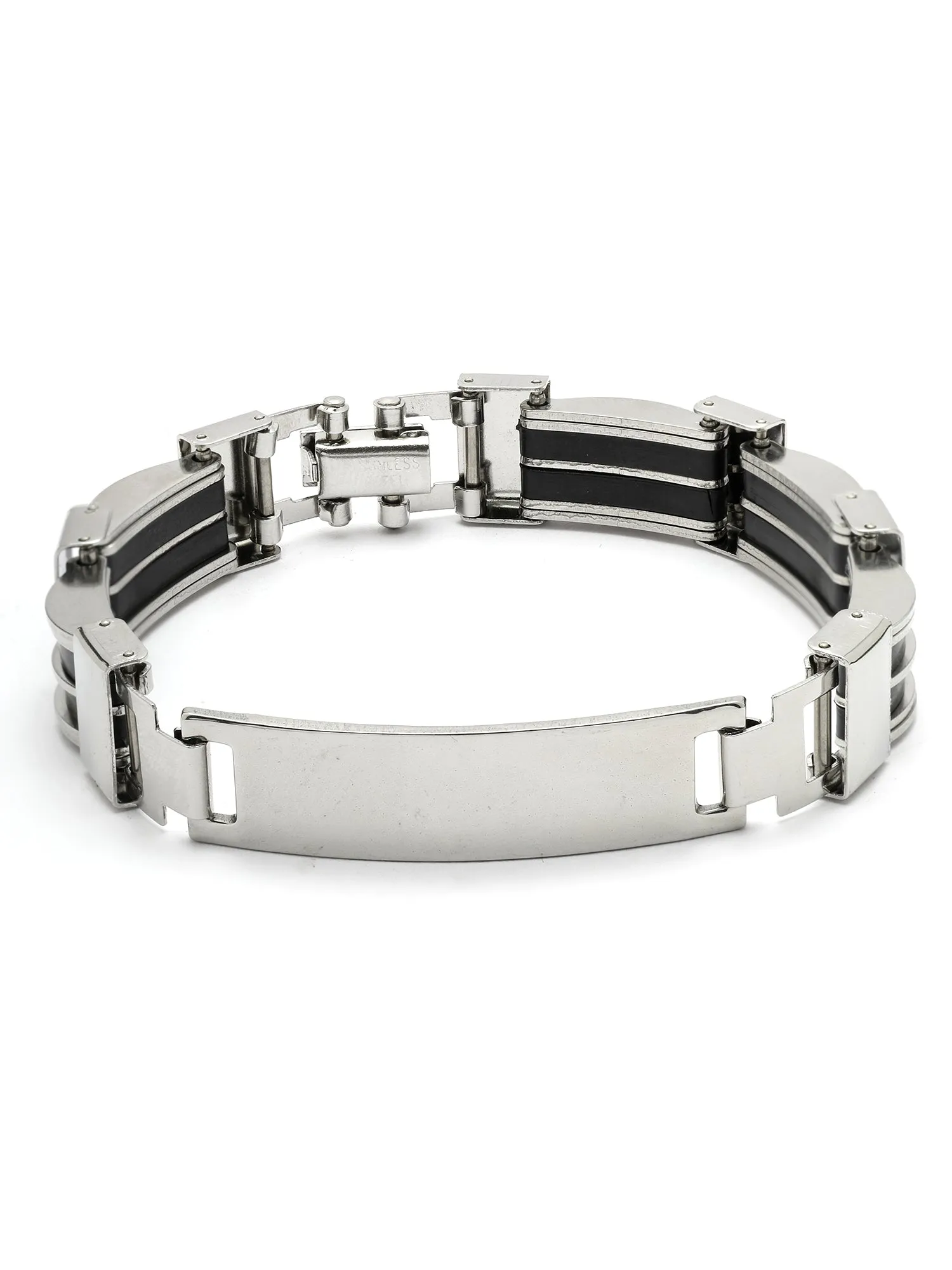 Bohey by KARATCART Black and Silver Link Bracelet for Men