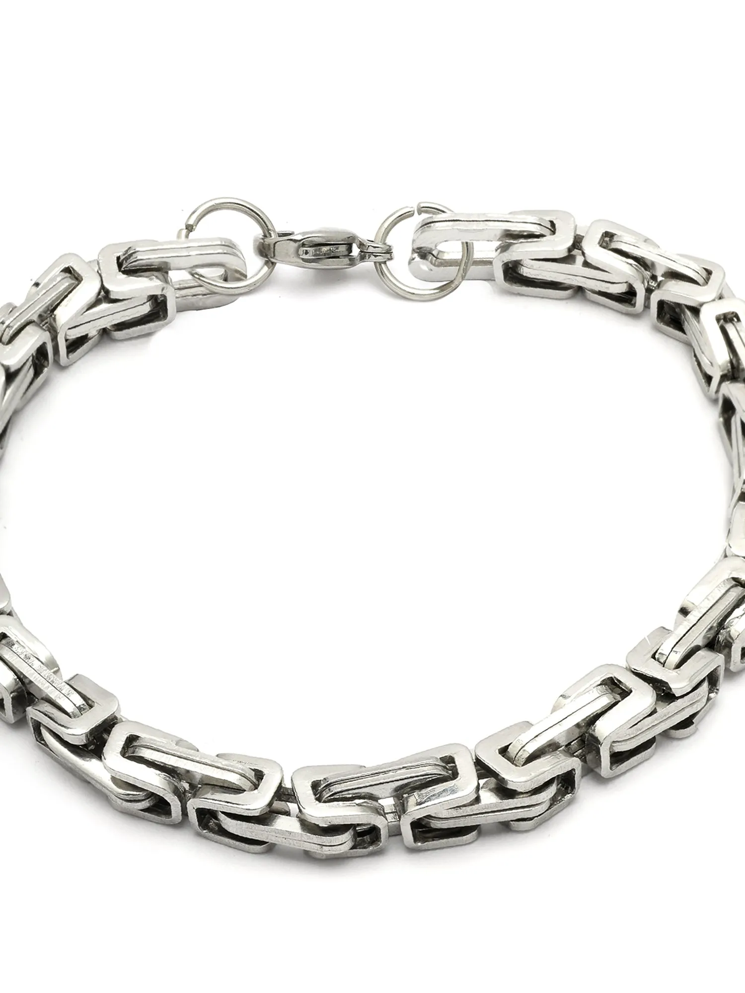 Bohey by KARATCART Men Silver and Black Link Bracelet