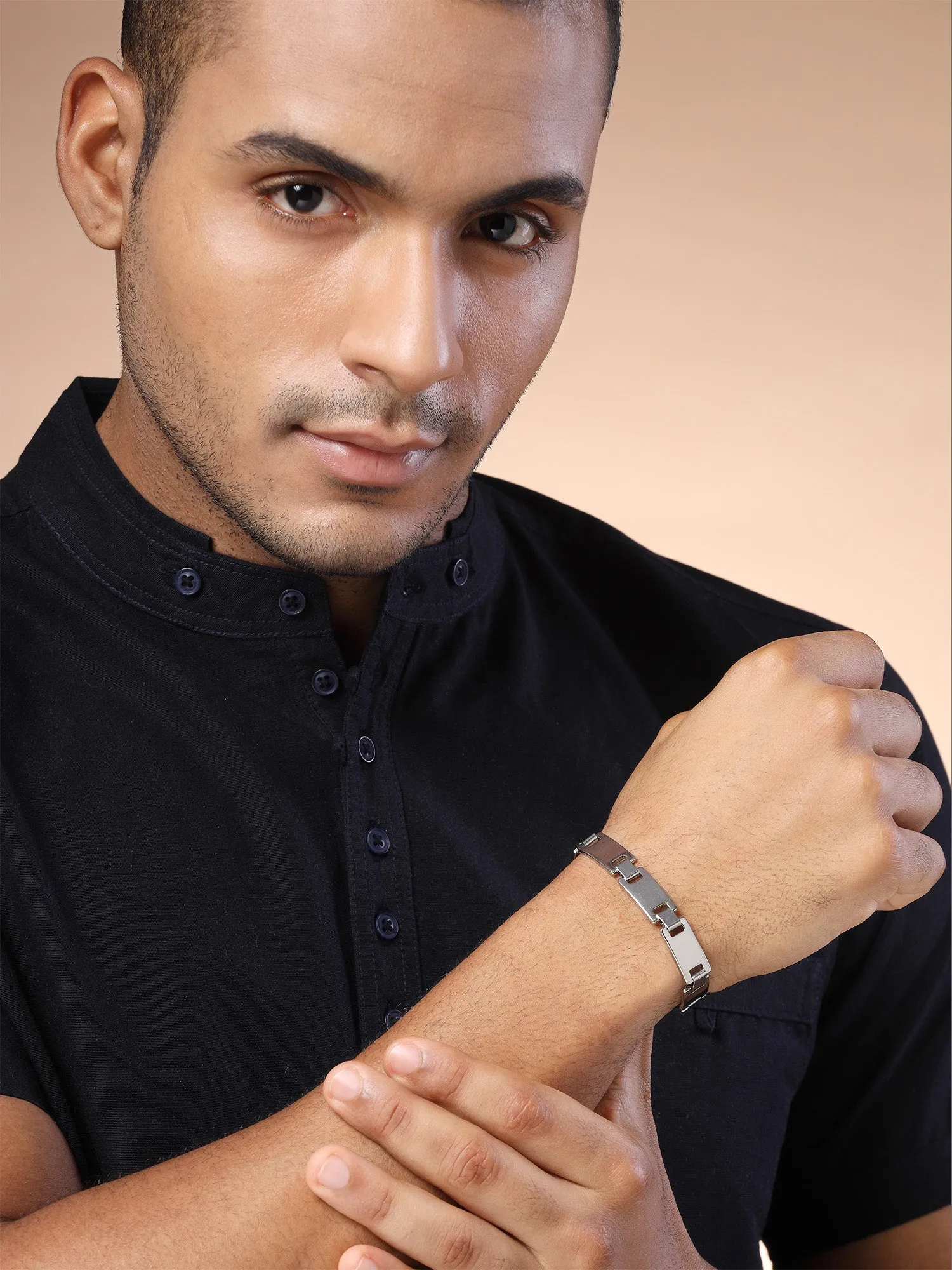 Bohey by KARATCART Silver Tone Stainless Steel Link Chain Bracelet for Men