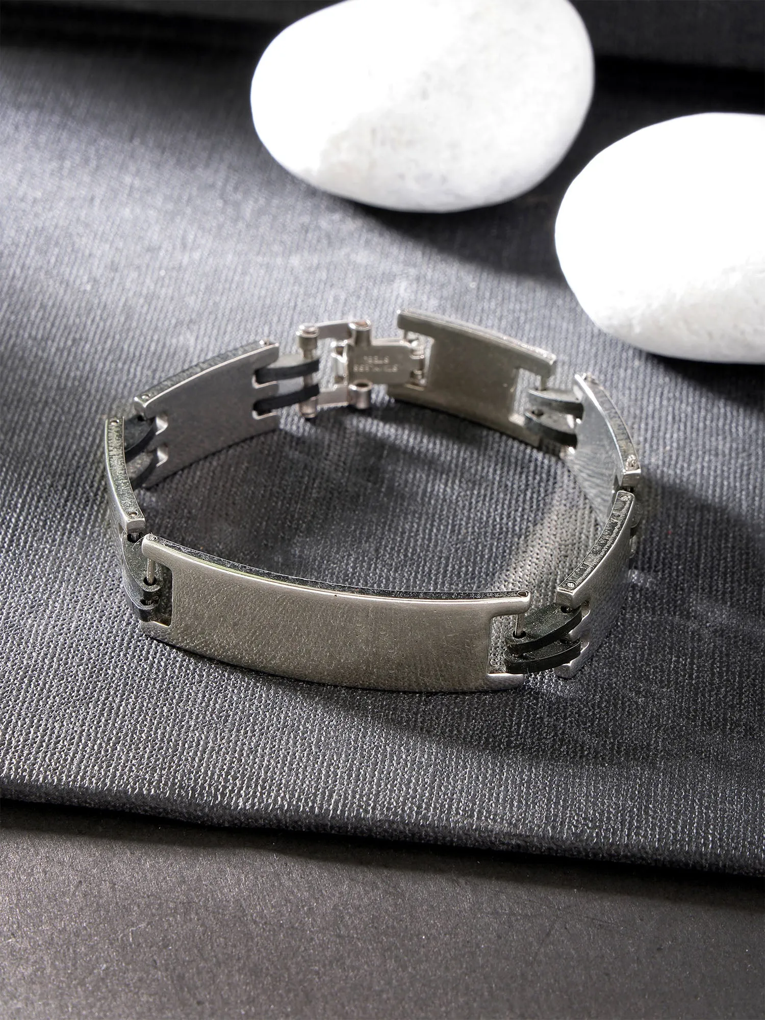 Bohey by KARATCART Silver Tone Stainless Steel Link Chain Bracelet for Men