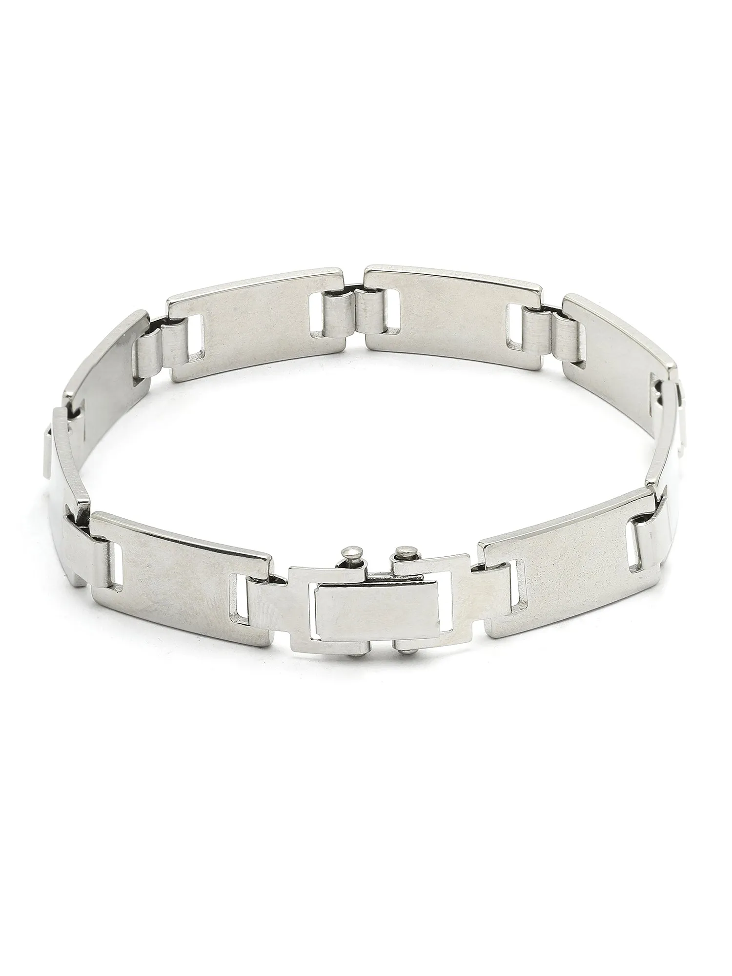 Bohey by KARATCART Silver Tone Stainless Steel Link Chain Bracelet for Men