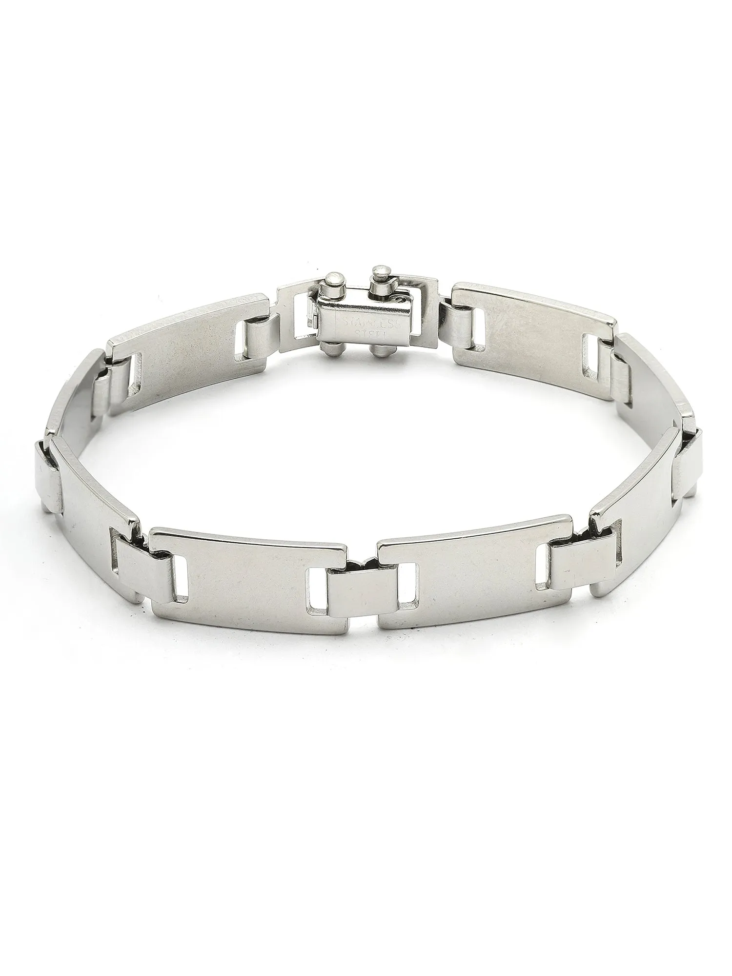 Bohey by KARATCART Silver Tone Stainless Steel Link Chain Bracelet for Men