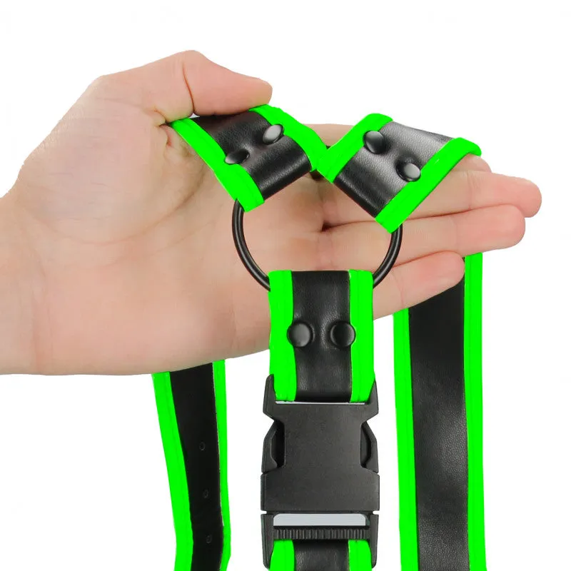 Bonded Leather Buckle Harness - Small/medium -  Glow in the Dark