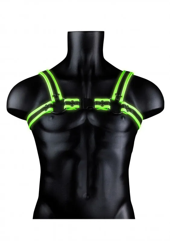 Bonded Leather Buckle Harness - Small/medium -  Glow in the Dark