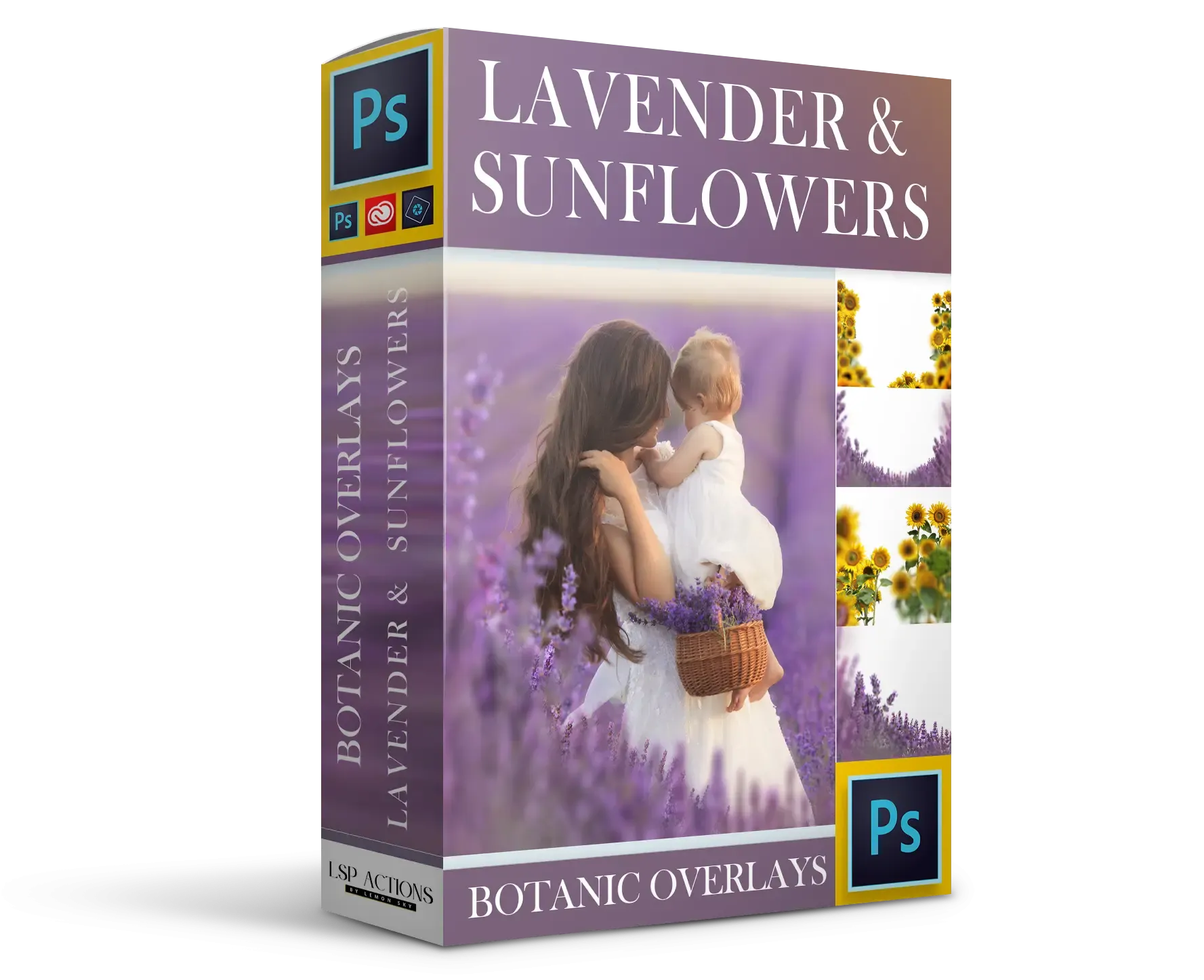 Botanical Overlays: Lavender Field & Sunflower