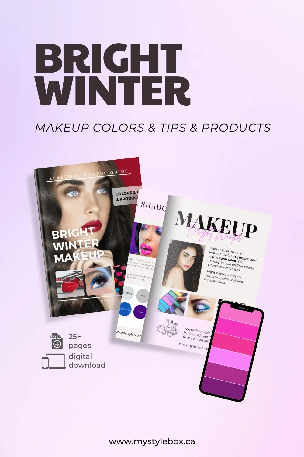 Bright Winter Digital Color Palette and Makeup Guide
