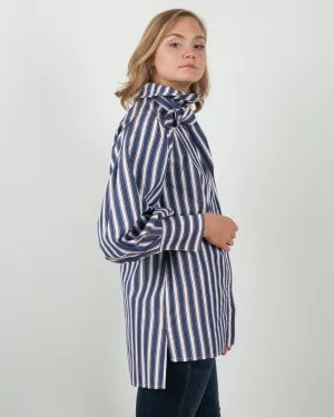 caprice top - navy/white/brown