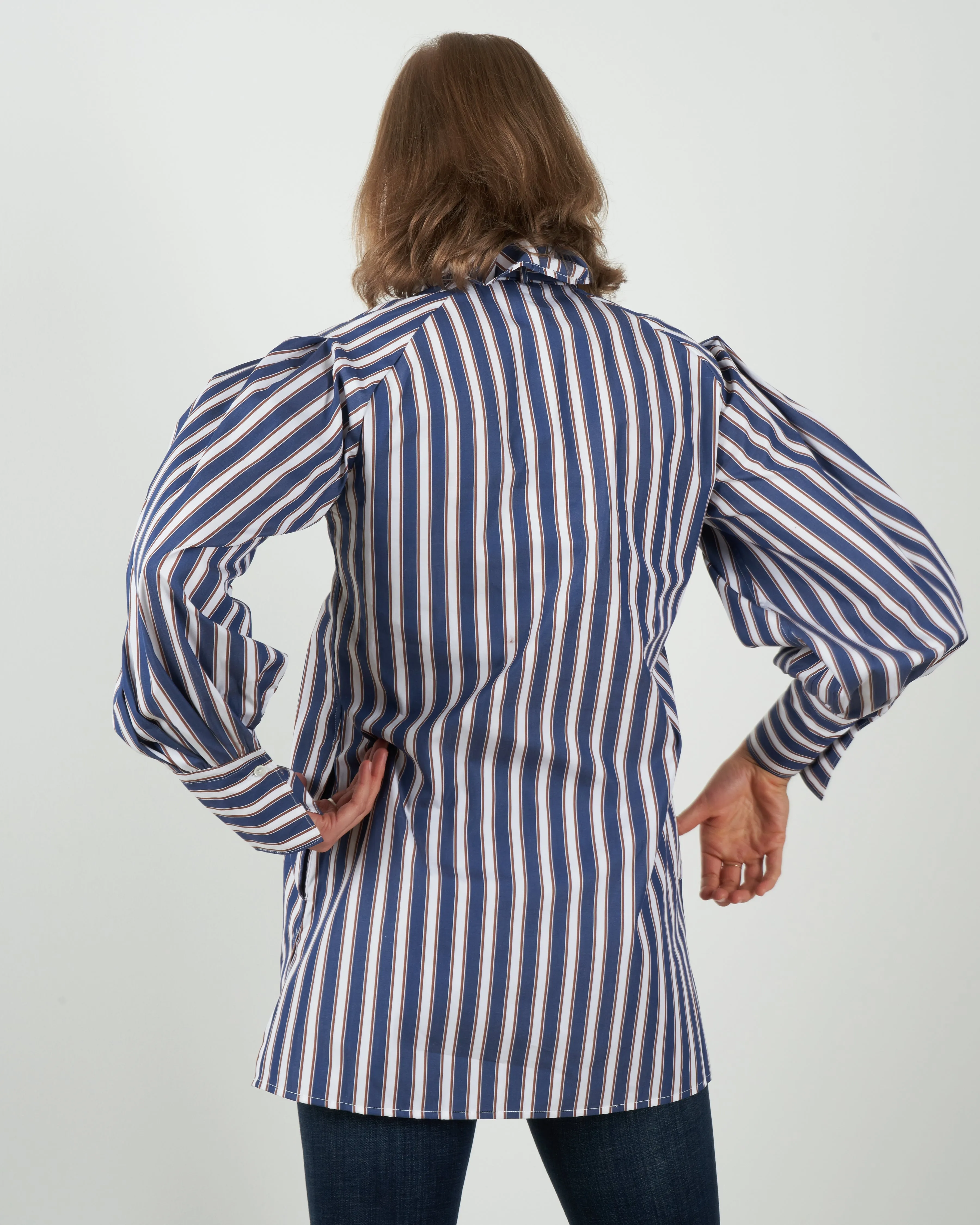 caprice top - navy/white/brown