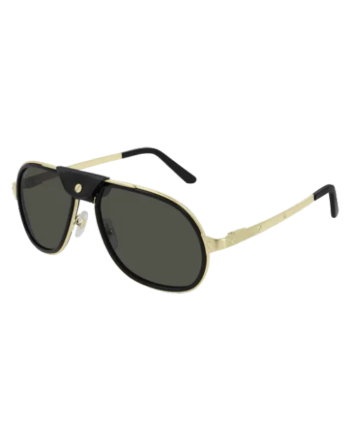 CARTIER | Aviator Santos Man Sunglasses | Black & Gold