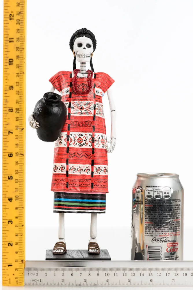 Catrina Day of the Dead Paper Mache Skeleton w Oaxacan Costume