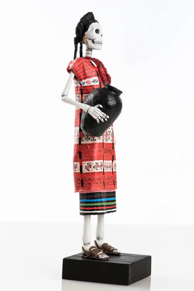 Catrina Day of the Dead Paper Mache Skeleton w Oaxacan Costume