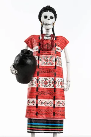 Catrina Day of the Dead Paper Mache Skeleton w Oaxacan Costume