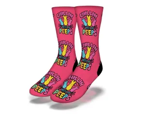 CHILLIN WITH MY PEEPS Cute Easter Socks (Pink)