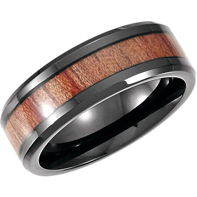 Cobalt Wood Inlay Wedding Band