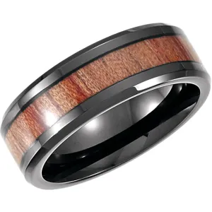 Cobalt Wood Inlay Wedding Band