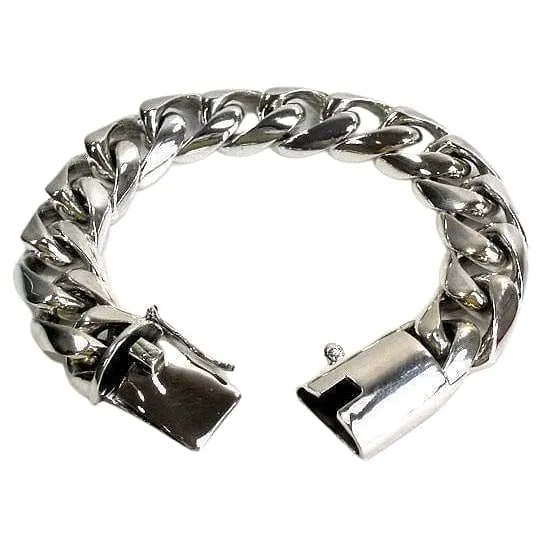 Cuban Curb Link Sterling Silver Biker Bracelet
