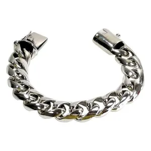 Cuban Curb Link Sterling Silver Biker Bracelet