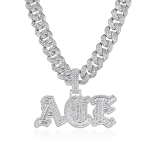 Custom Baguette Cut Old English Font Pendant
