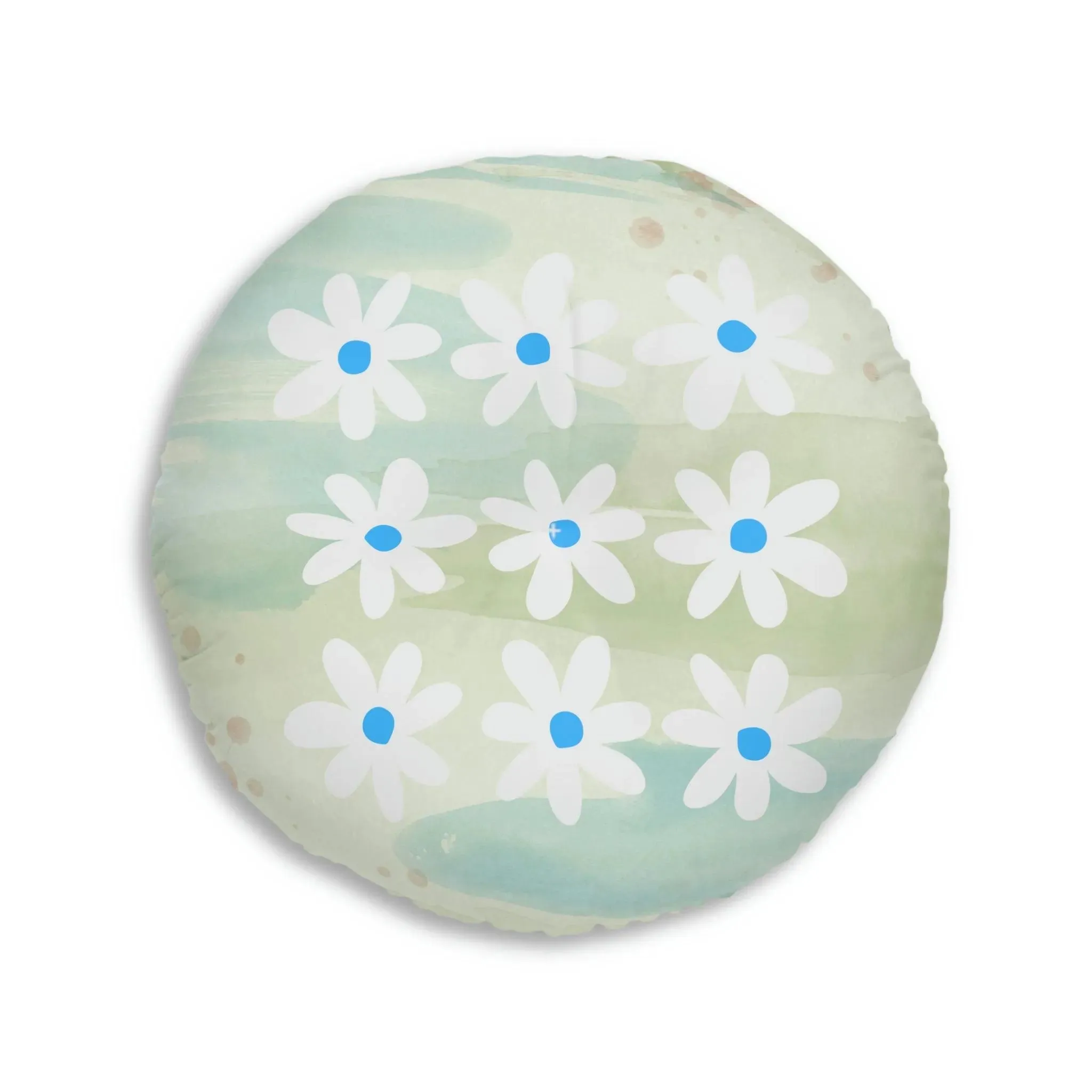 Daisy Watercolor Tufted Round Floor Pillow