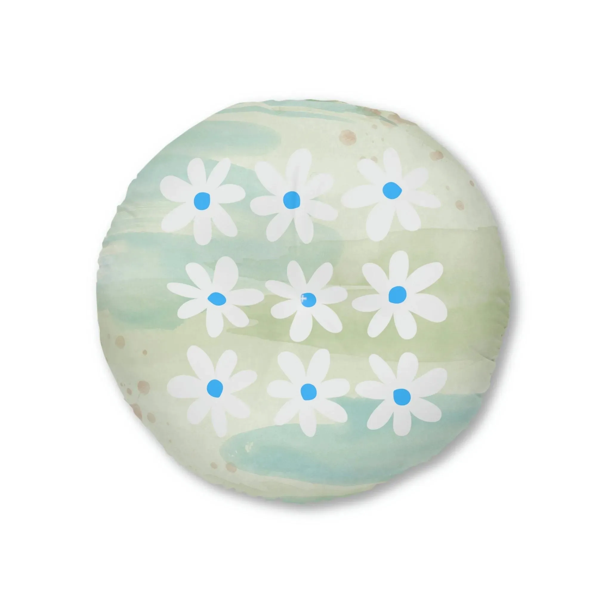 Daisy Watercolor Tufted Round Floor Pillow