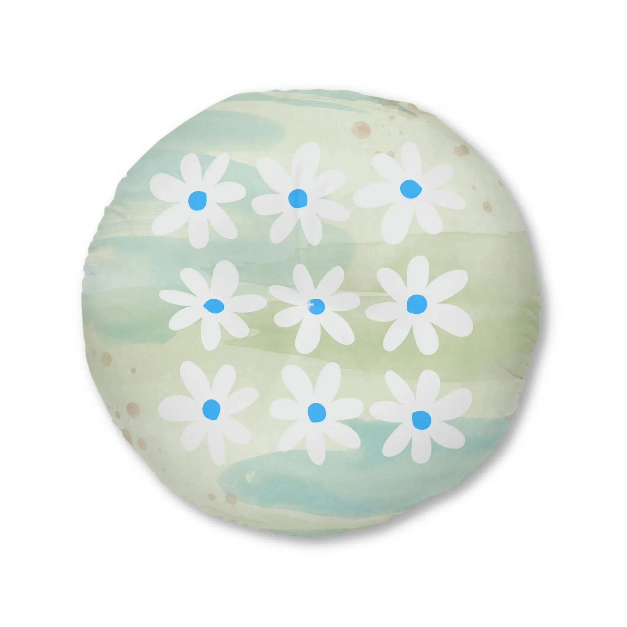 Daisy Watercolor Tufted Round Floor Pillow