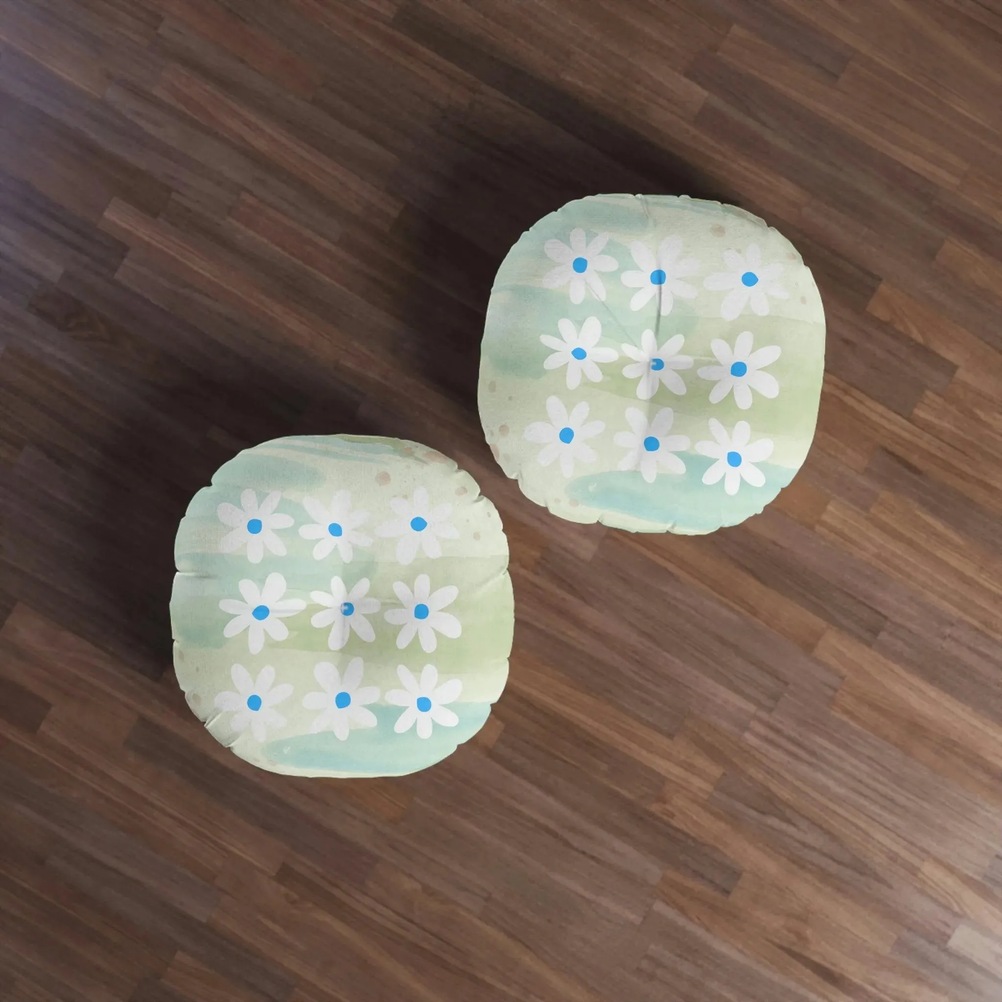 Daisy Watercolor Tufted Round Floor Pillow