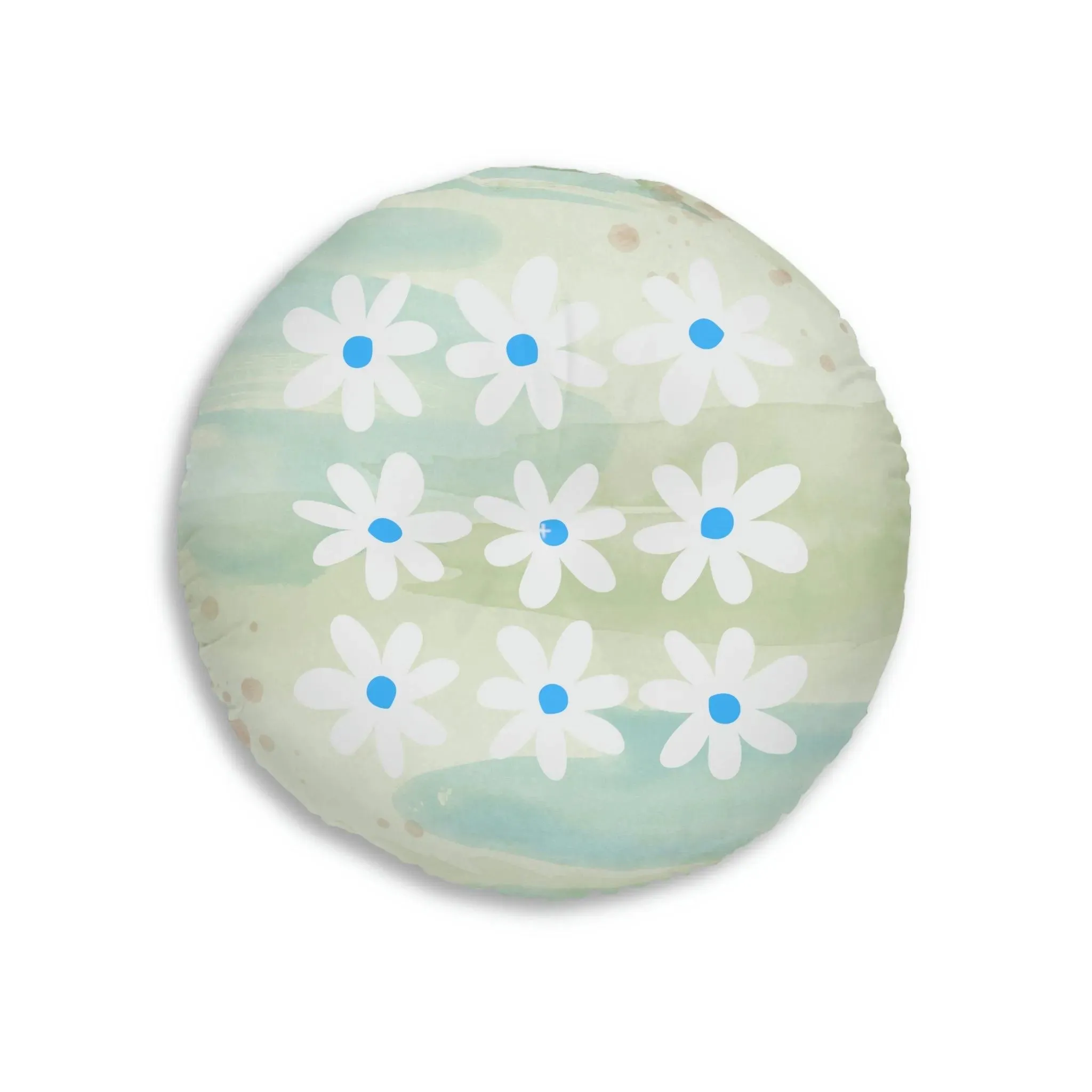 Daisy Watercolor Tufted Round Floor Pillow