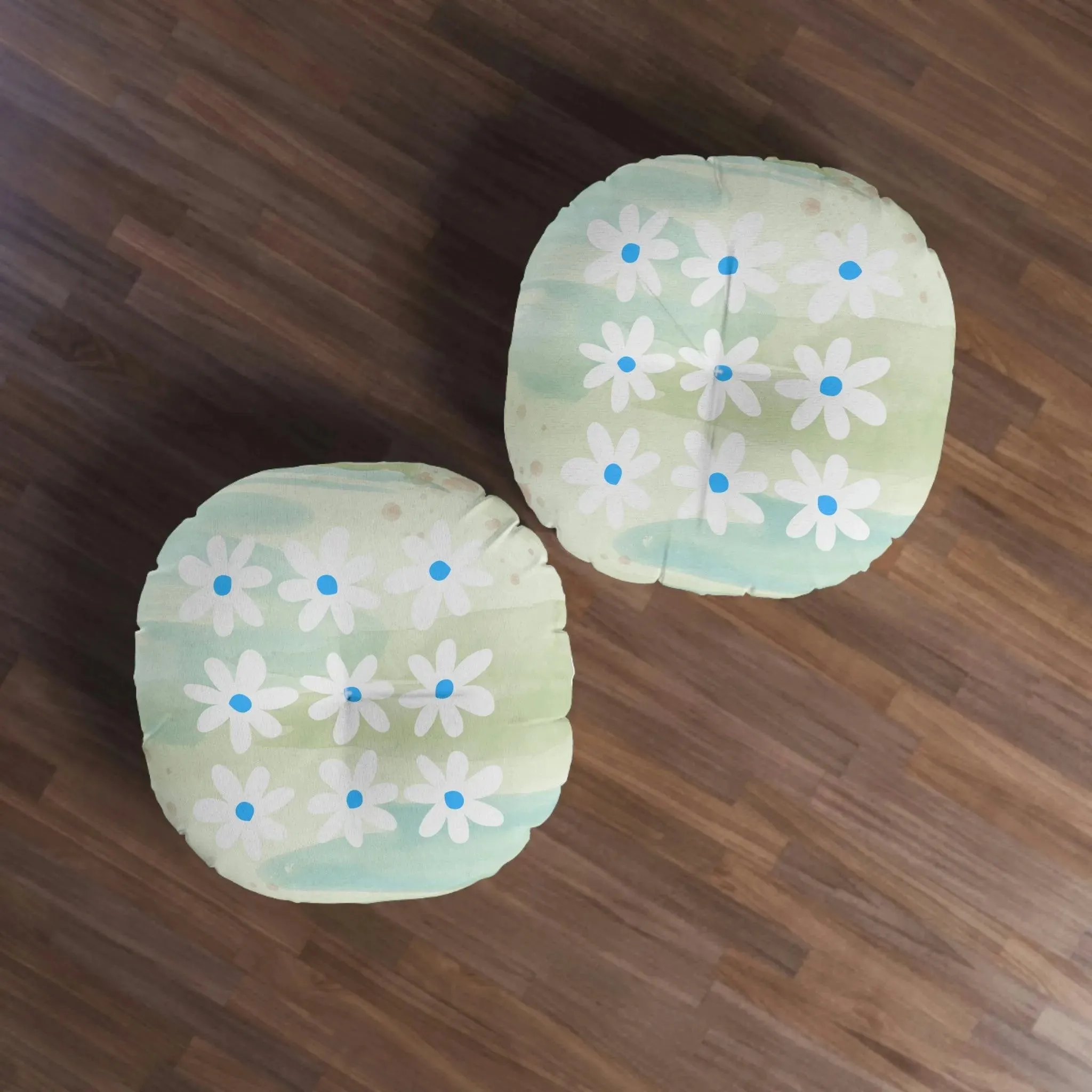 Daisy Watercolor Tufted Round Floor Pillow