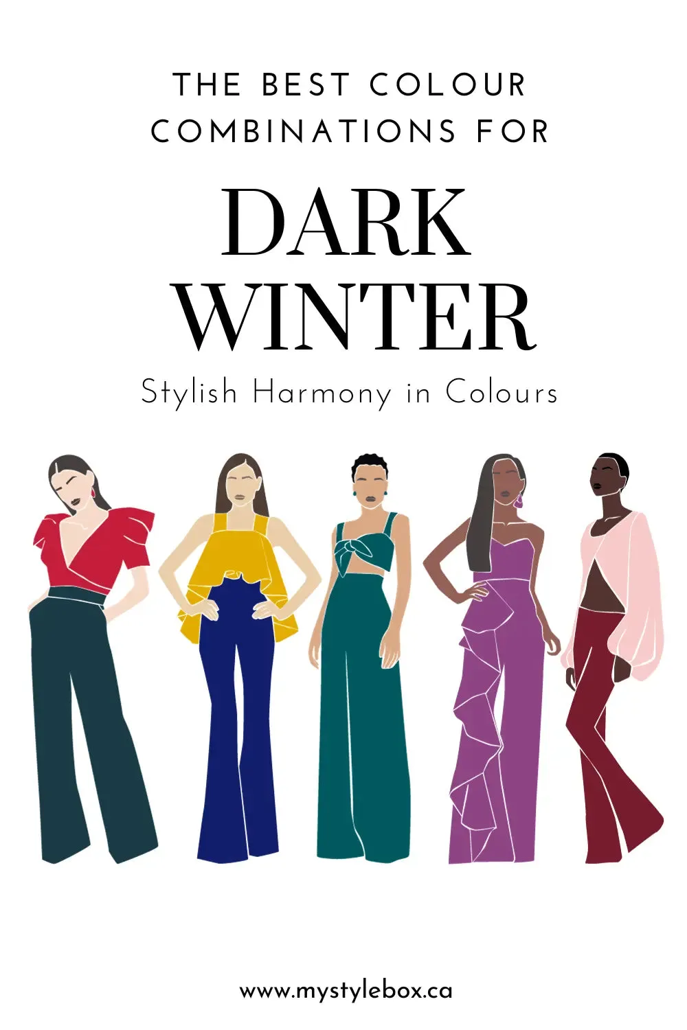 Dark Winter Season Digital Color Palette and Color Combinations Bundle