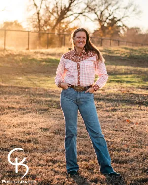 Ditzy Daisy Long Sleeved Pearl Snap Shirt