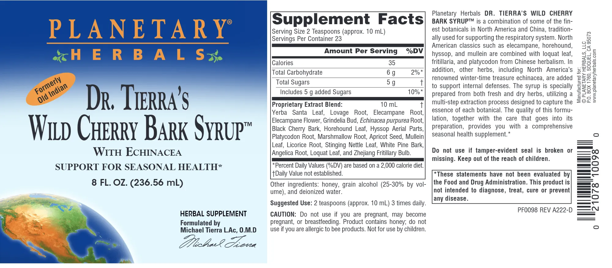 Dr. Tierra's Wild Cherry Bark Syrup