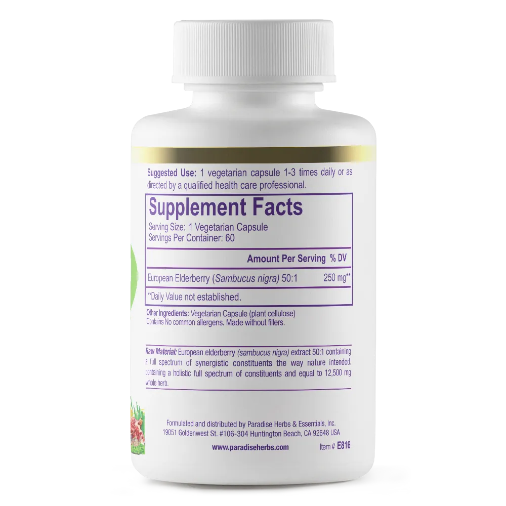 Elderberry with Zinc | 60 Capsules | by Paradise Herbs