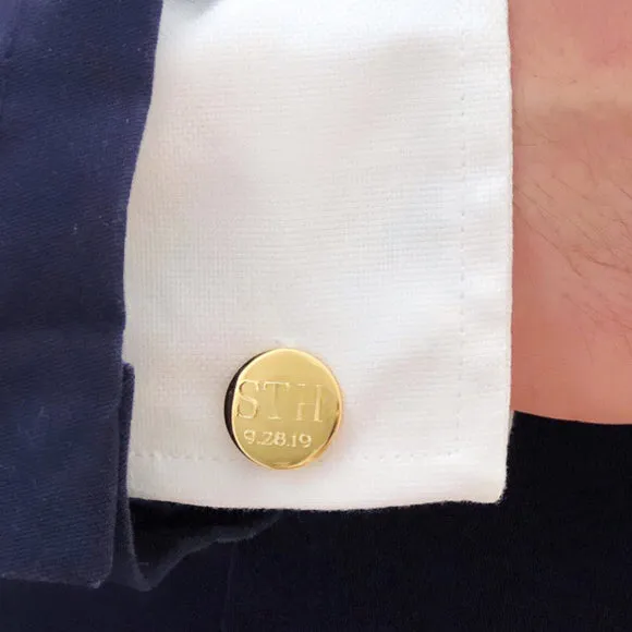 Engraved Round Cuff Links With Date (WS)